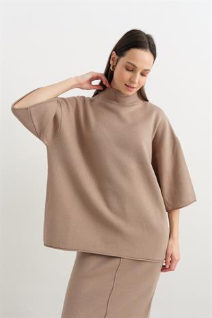 10665 DIK YAKA OVERSIZE TRIKO KAZAK