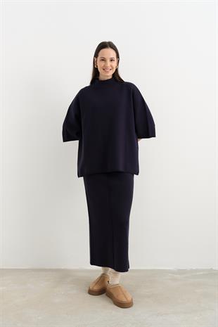 10665 DIK YAKA OVERSIZE TRIKO KAZAK