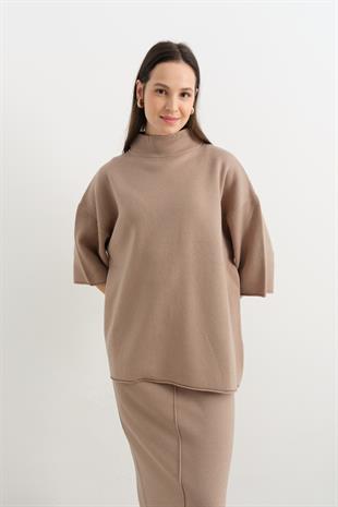 10665 DIK YAKA OVERSIZE TRIKO KAZAK