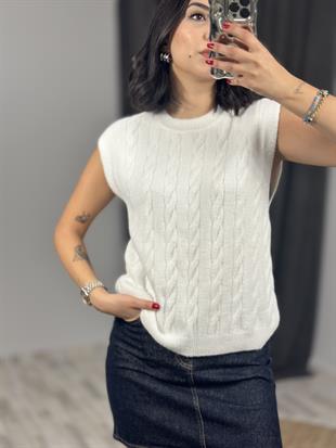 10674 BISIKLET YAKA SAC ORGU YUMUSAK DOKLU TRIKO SUVETER