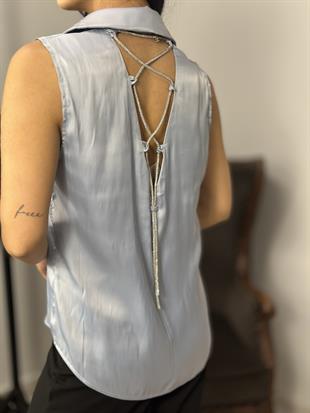 1190 SIRT TASLI SERIT DETAYLI BLUZ