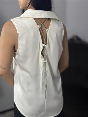 1190 SIRT TASLI SERIT DETAYLI BLUZ