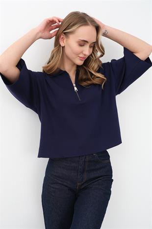 1243 POLO YAKA FERMUARLI KAZAK
