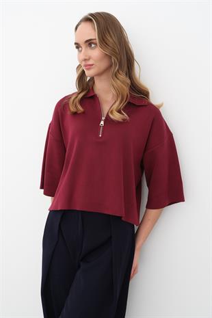 1243 POLO YAKA FERMUARLI KAZAK