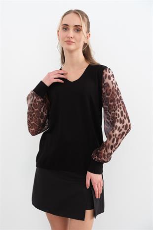 161 OZEL LEOPAR DESEN V YAKA TRIKO