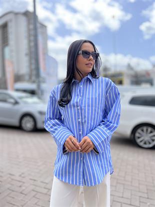 16168 MANSETI SERITLI GOMLEK