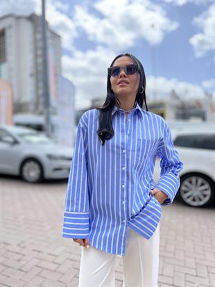 16168 MANSETI SERITLI GOMLEK