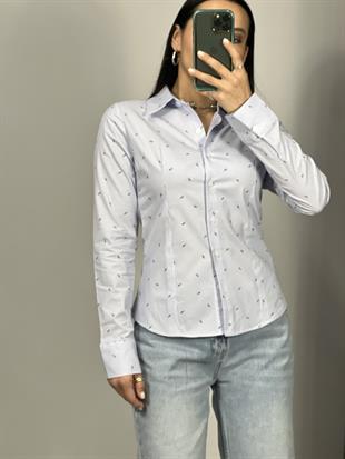 16172 CIZGILI YAPRAK DESENLI GOMLEK