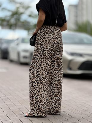 16342 LEOPAR DESEN SATEN PANTOLON