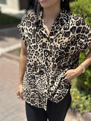16379 LEOPAR DESEN KOLSUZ GOMLEK