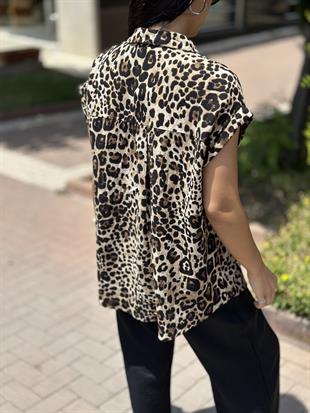 16379 LEOPAR DESEN KOLSUZ GOMLEK