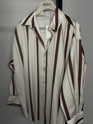 16455 KALIN CIZGILI SATEN GOMLEK