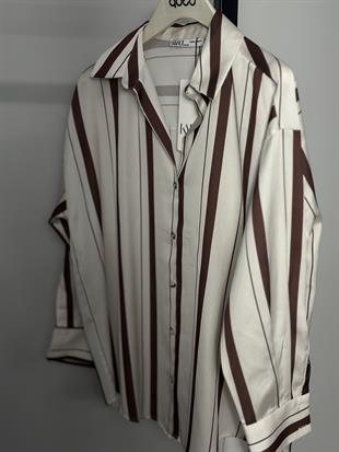 16455 KALIN CIZGILI SATEN GOMLEK