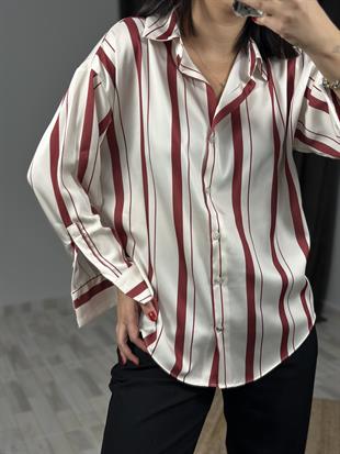 16455 KALIN CIZGILI SATEN GOMLEK