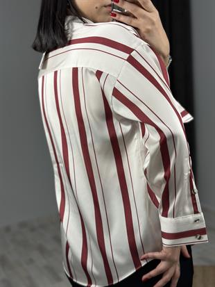 16455 KALIN CIZGILI SATEN GOMLEK