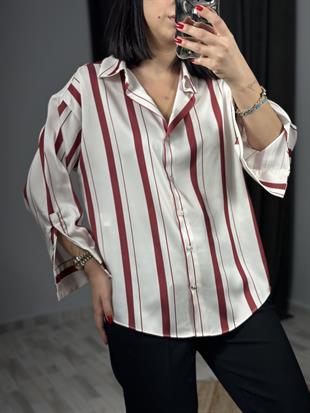 16455 KALIN CIZGILI SATEN GOMLEK