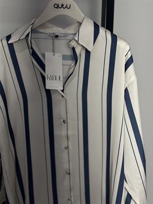 16455 KALIN CIZGILI SATEN GOMLEK