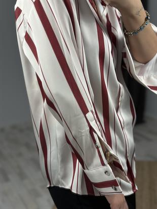 16455 KALIN CIZGILI SATEN GOMLEK