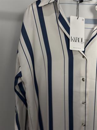 16455 KALIN CIZGILI SATEN GOMLEK