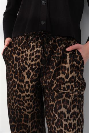 1691 YUN EFEKT LEOPAR PANTOLON