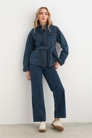 17064 LEOPAR DESEN KOT PANTOLON