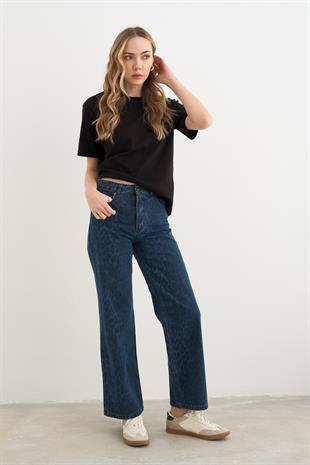 17064 LEOPAR DESEN KOT PANTOLON