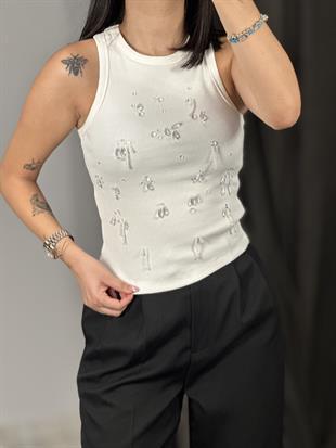 20922 BONCUKLU FITILLI TOP