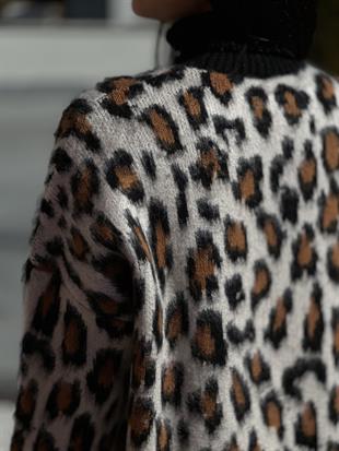 231235 LEOPAR DESEN BALIKCI YAKA KAZAK
