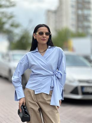 241023 DUZ YANDAN BAGLAMALI GOMLEK