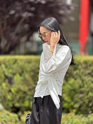 241023 DUZ YANDAN BAGLAMALI GOMLEK