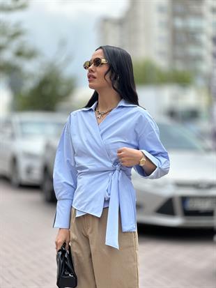 241023 DUZ YANDAN BAGLAMALI GOMLEK