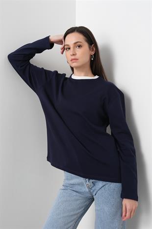 241139 IKI RENKLI BISIKLET YAKA TSHIRT