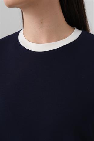 241139 IKI RENKLI BISIKLET YAKA TSHIRT