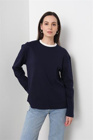 241139 IKI RENKLI BISIKLET YAKA TSHIRT
