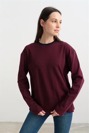 241139 IKI RENKLI BISIKLET YAKA TSHIRT