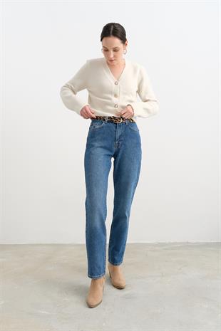 24683 LEOPAR KEMERLI KOT PANTOLON