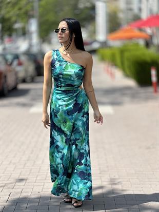 2639 TEK OMUZ BEL DEKOLTELI ELBISE