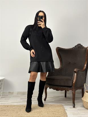 2776 DERI GARNILI ELBISE