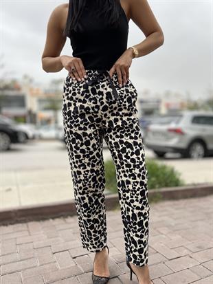 2878 LEOPAR DESEN GABARDIN PANTOLON
