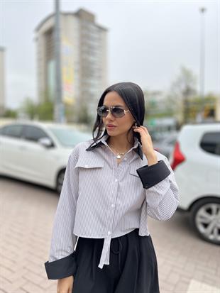 2901 CIFT YAKA CIZGILI GOMLEK