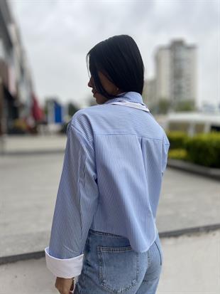 2901 CIFT YAKA CIZGILI GOMLEK