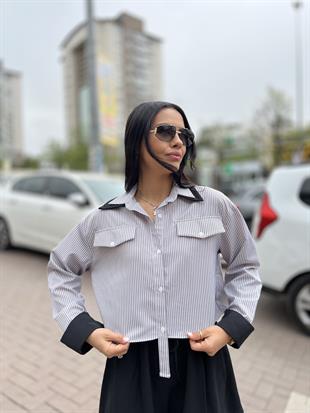 2901 CIFT YAKA CIZGILI GOMLEK