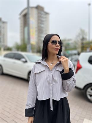 2901 CIFT YAKA CIZGILI GOMLEK