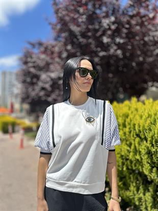 2920 GÖZ AKSESUARLI KISA KOL SWEAT