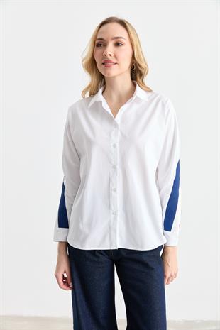 2957 SIRTI TIKTAKLI OVERSIZE POPLIN GOMLEK