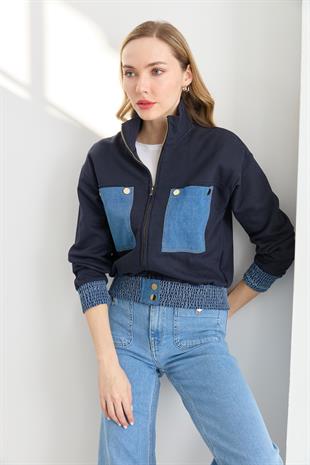 3002 JEAN MIX ZIPPER SWEATSHIRT