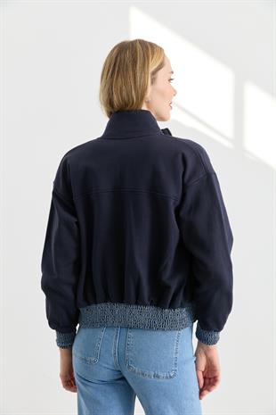 3002 JEAN MIX ZIPPER SWEATSHIRT