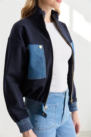 3002 JEAN MIX ZIPPER SWEATSHIRT