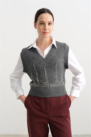 3011 TAS ISLEMELI POPLIN MIX SUVETER
