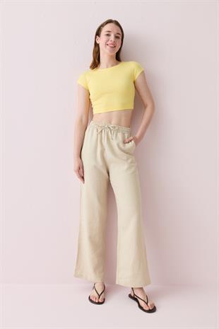 30528 PAMUKLU VE MODAL KARISIMLI CROP TOP